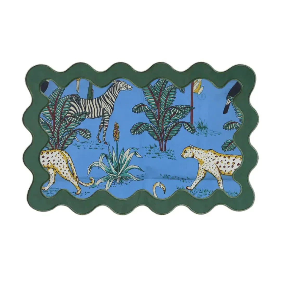 100% Cotton Green Scallop Safari Placemat Set of 6