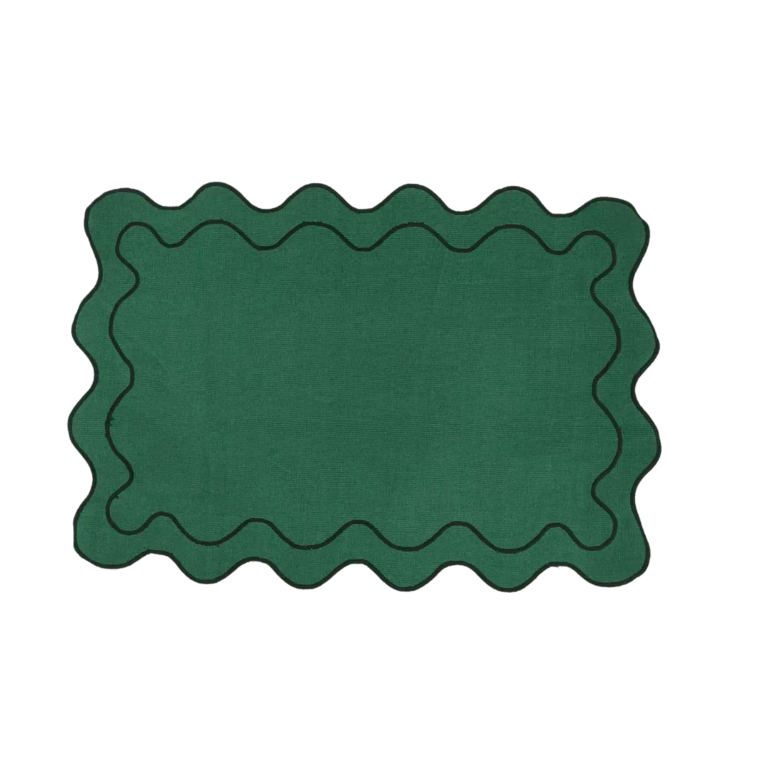 100% Cotton Green Scallop Safari Placemat Set of 6