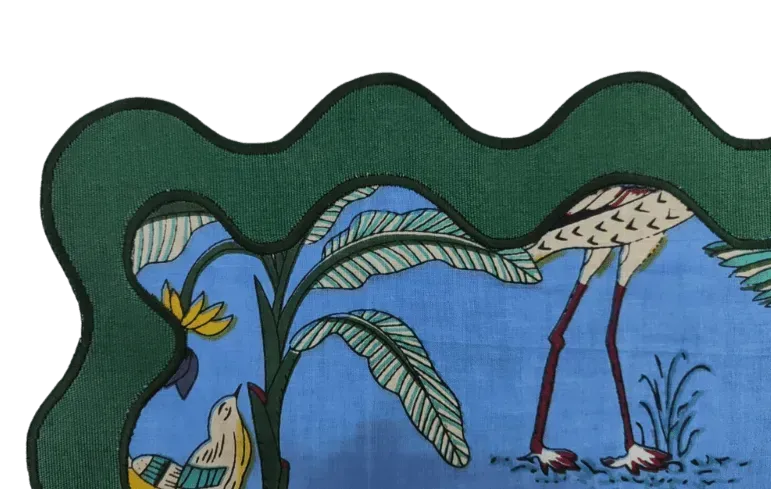 100% Cotton Green Scallop Safari Placemat Set of 6