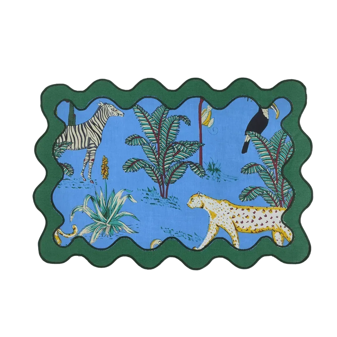 100% Cotton Green Scallop Safari Placemat Set of 6
