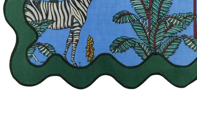 100% Cotton Green Scallop Safari Placemat Set of 6