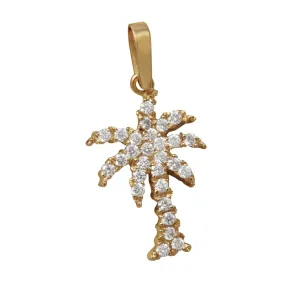 14k Yellow Gold "Sea Jewels" Pavé Diamond Palm Tree Pendant, D=.56tw