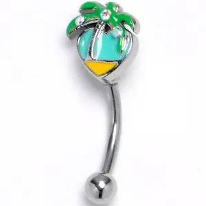 16 Gauge 5/16 Aurora Gem Beach Heart Palm Tree Curved Eyebrow Ring