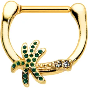 16 Gauge 5/16 Clear Gem Gold Tone Retro Palm Tree Cartilage Clicker