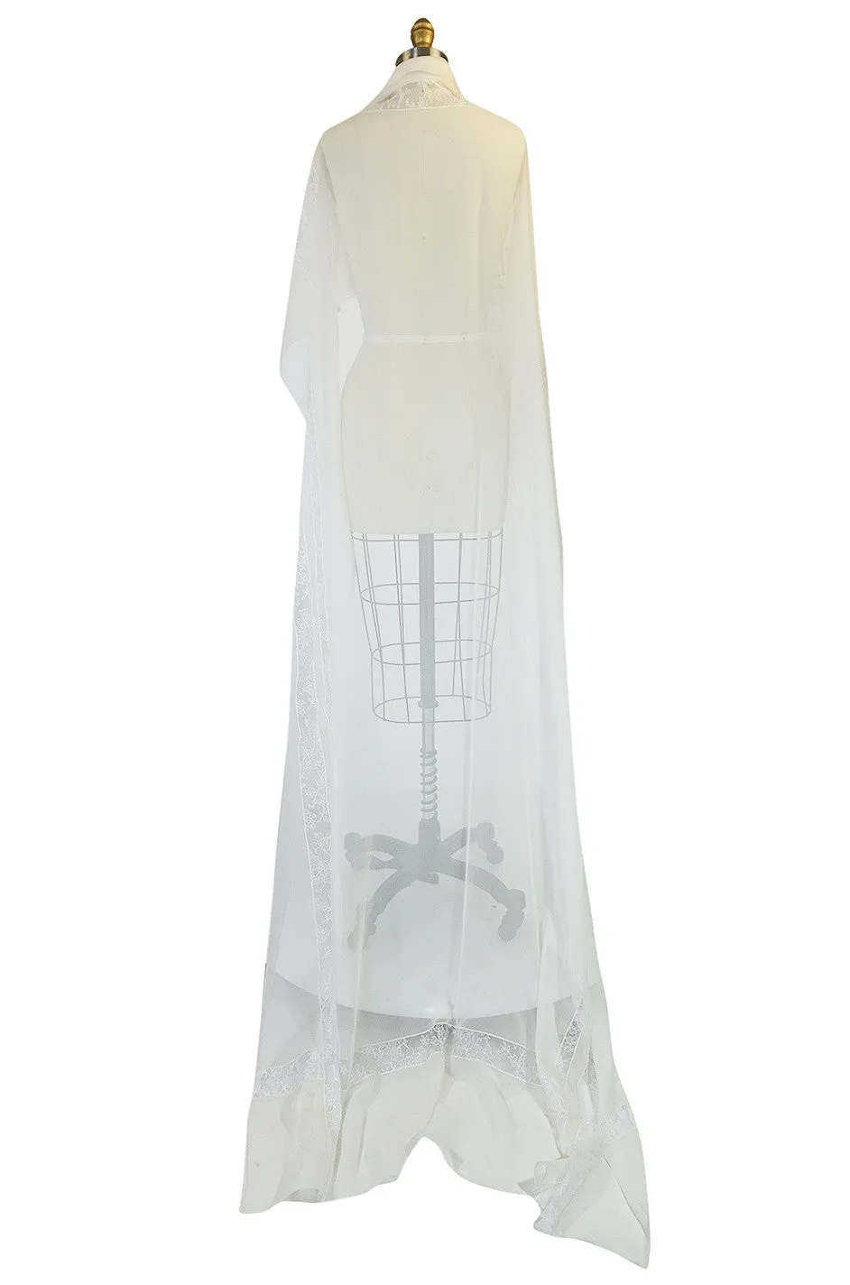 1970s Huge White Silk & Lace Christian Dior Scarf or Shawl