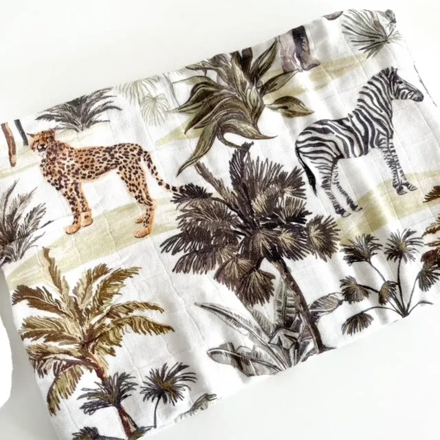 2 Pack Dark Safari Muslin Swaddles