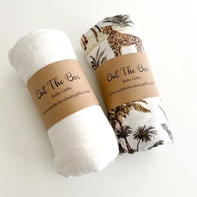 2 Pack Dark Safari Muslin Swaddles