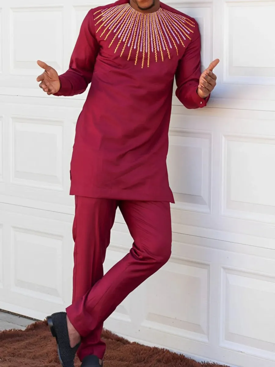 2PC African Men's Traditional Kaftan Set – Elegant Evening & Party Attire