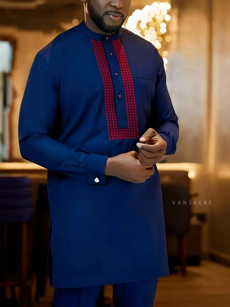 2PC African Men's Traditional Kaftan Set – Elegant Evening & Party Attire