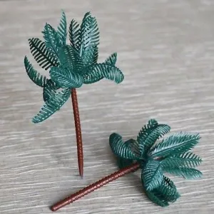 8 Large Palm Tree Cupcake Cake Toppers Tropical Beach Party Decoration