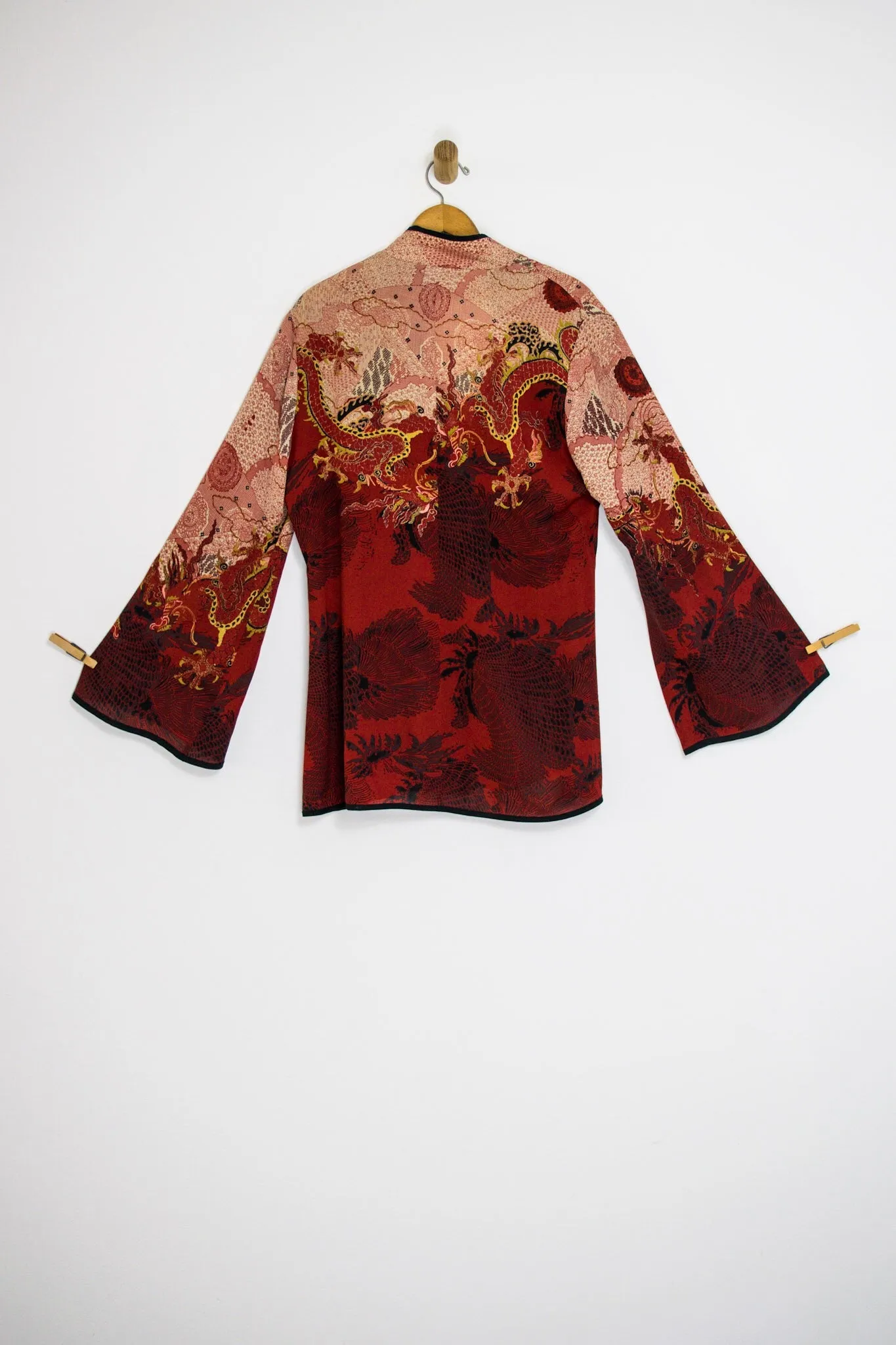 90’s RED SILK DRAGON KIMONO / LARGE