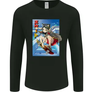 Anime Skater Girl Skateboard Skateboarding Mens Long Sleeve T-Shirt