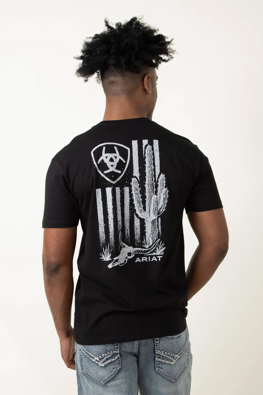 Ariat Cactus Flag T-Shirt for Men in Black | 10051387-BLACK