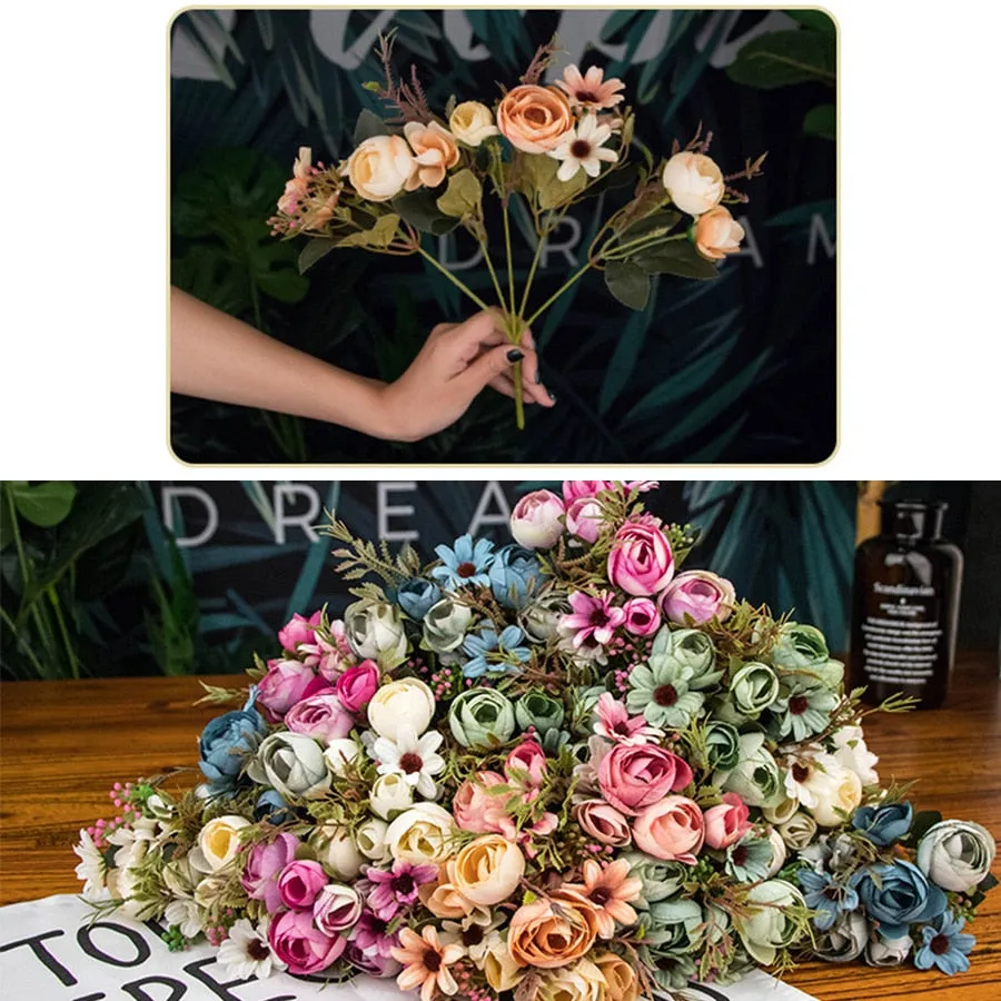 Autumn Fake Tea Rose Silk Flower