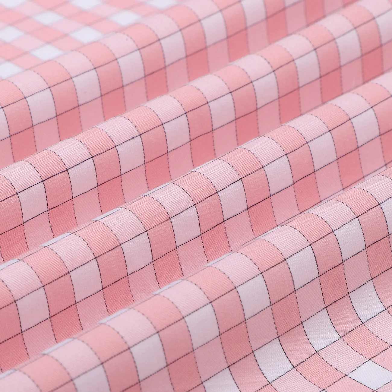 Baby Pink Outlined Gingham Check Regular Fit 2 Ply Giza Cotton Shirt