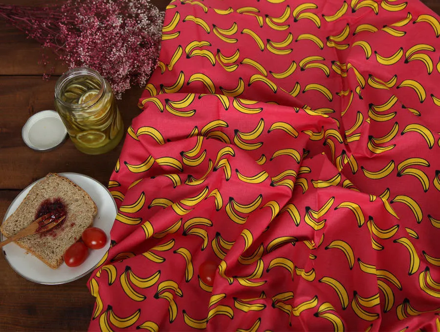 Banana Cotton Fabric - Red - By the Yard 82902