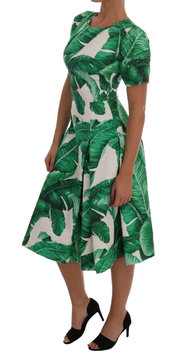 Banana Leaf Cotton Silk A-Line Dress