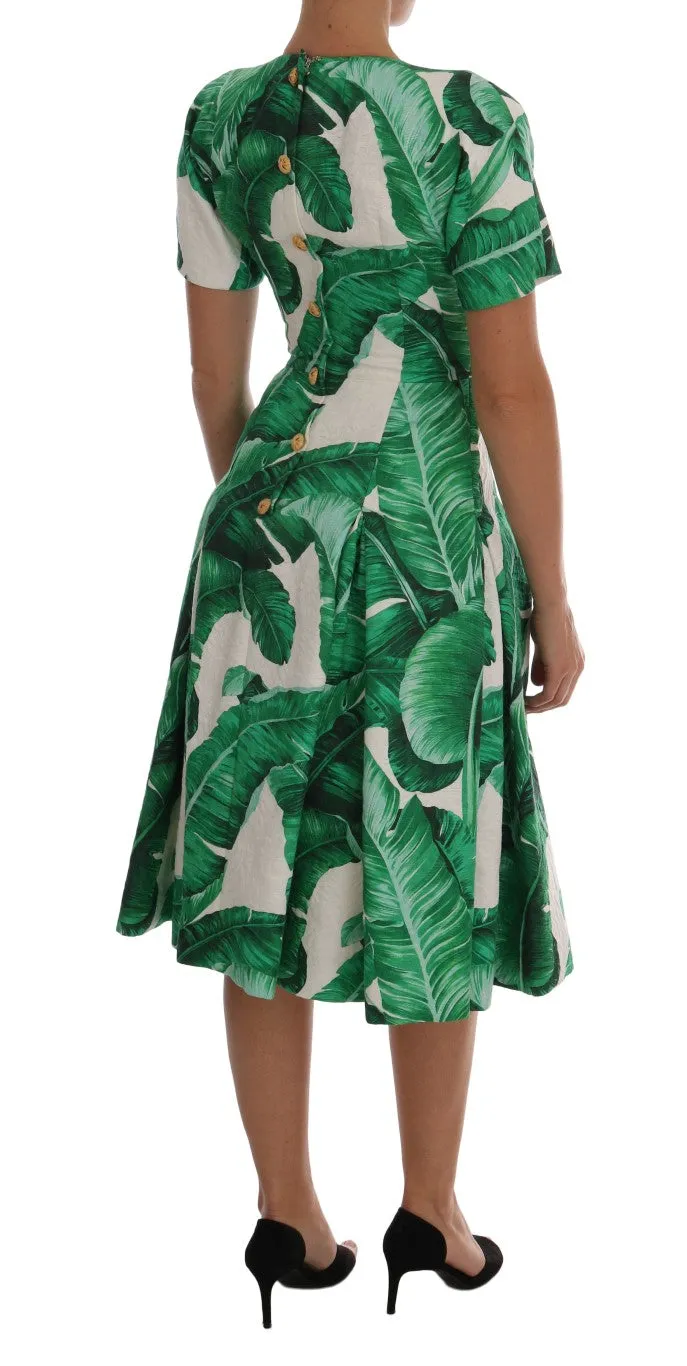 Banana Leaf Cotton Silk A-Line Dress
