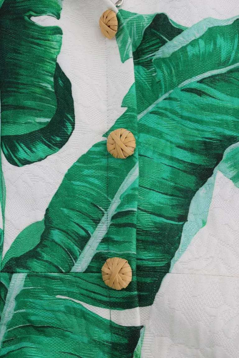 Banana Leaf Cotton Silk A-Line Dress