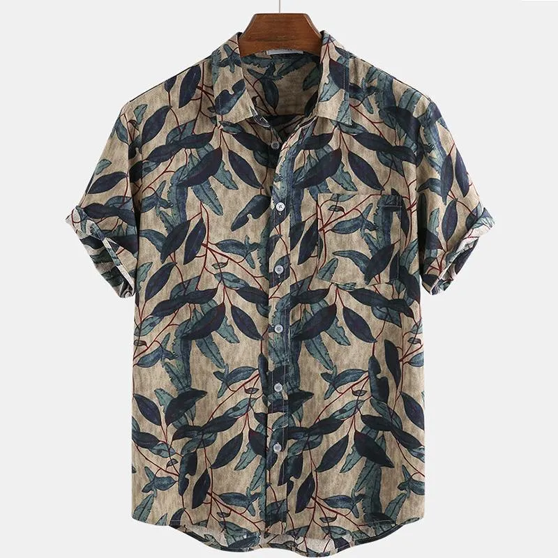Beach Style Leaf Print Fashion Popular Shirt