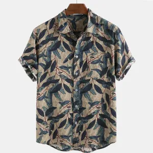 Beach Style Leaf Print Fashion Popular Shirt