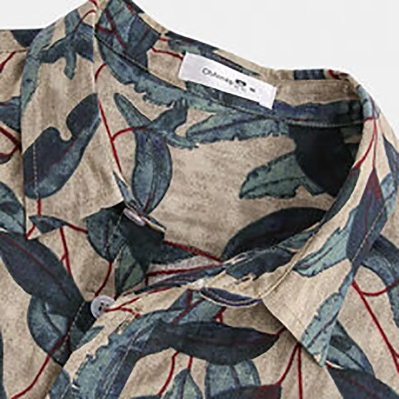 Beach Style Leaf Print Fashion Popular Shirt