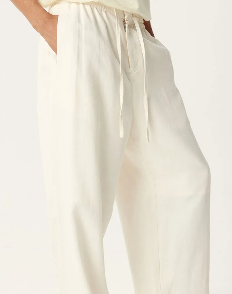Beige Tencel Linen Pants
