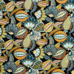 BLACK & MULTICOLOR PRINT 'HARVEST TIME' LIBERTY LAWN COTTON HANDKERCHIEF