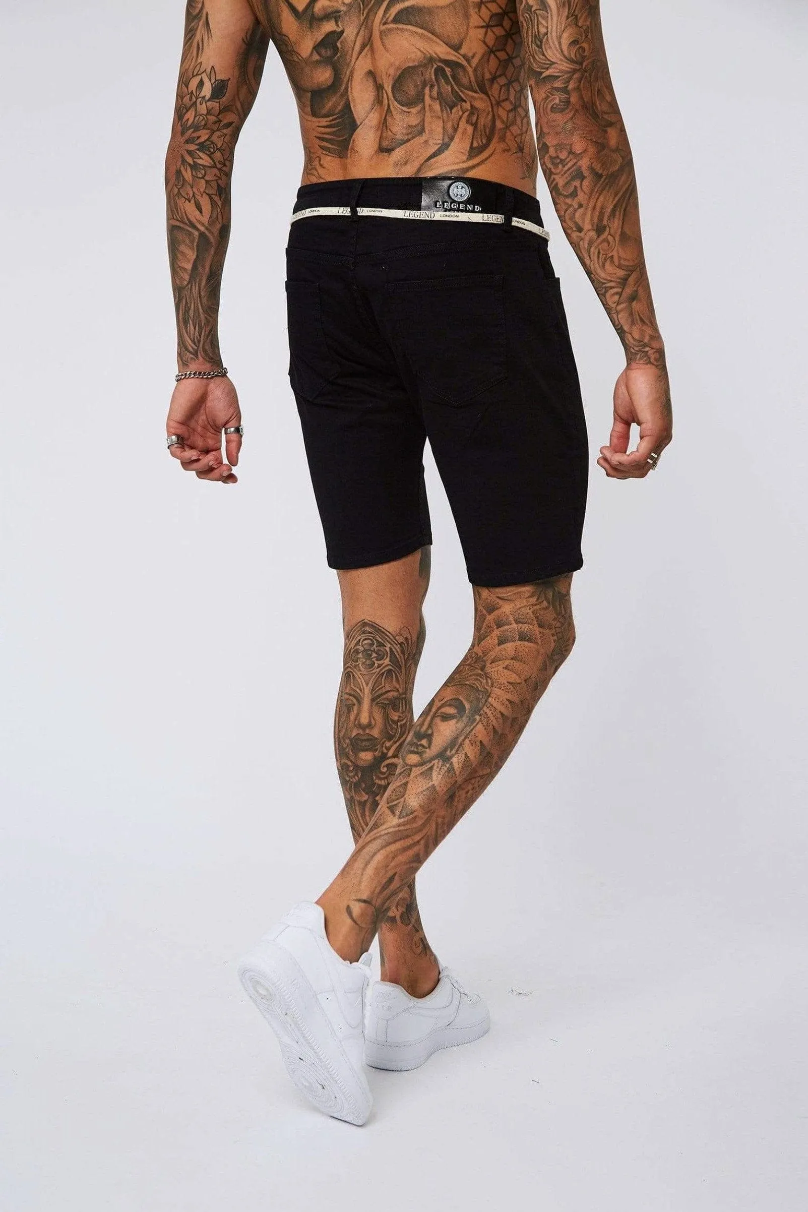 Black Denim Shorts - Non-Ripped