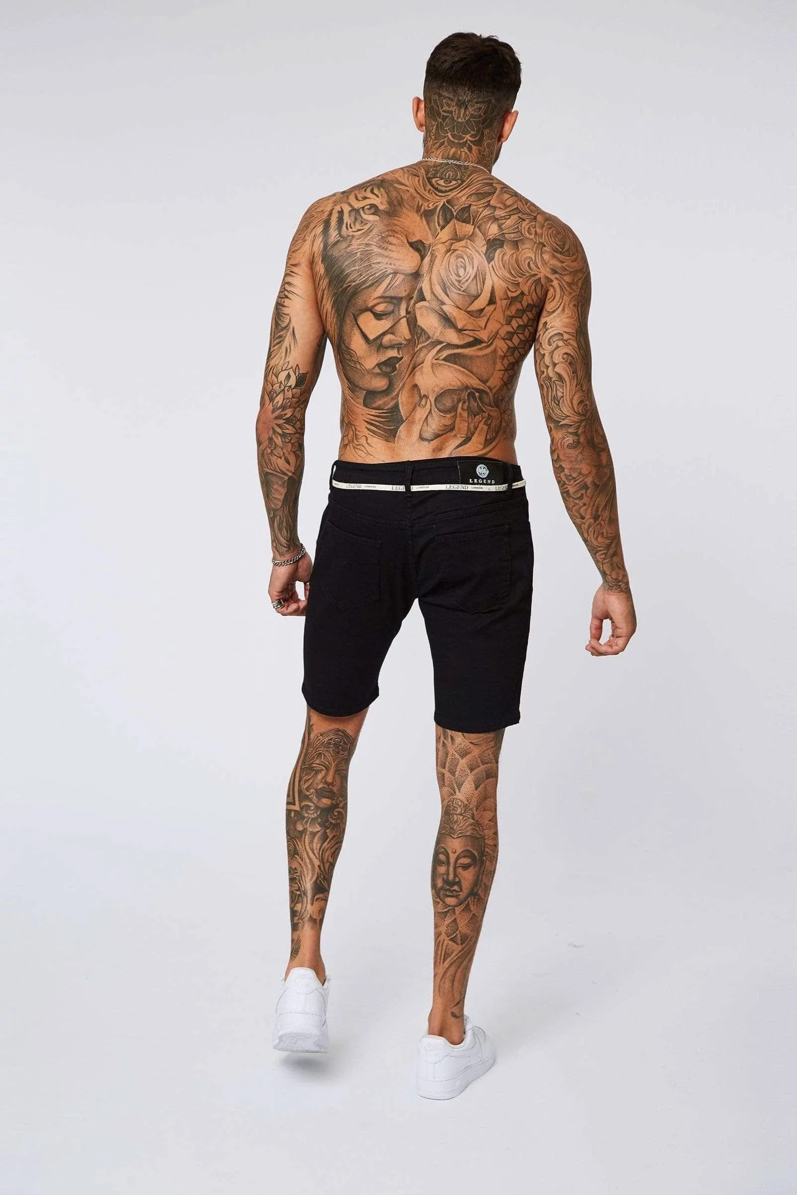 Black Denim Shorts - Non-Ripped