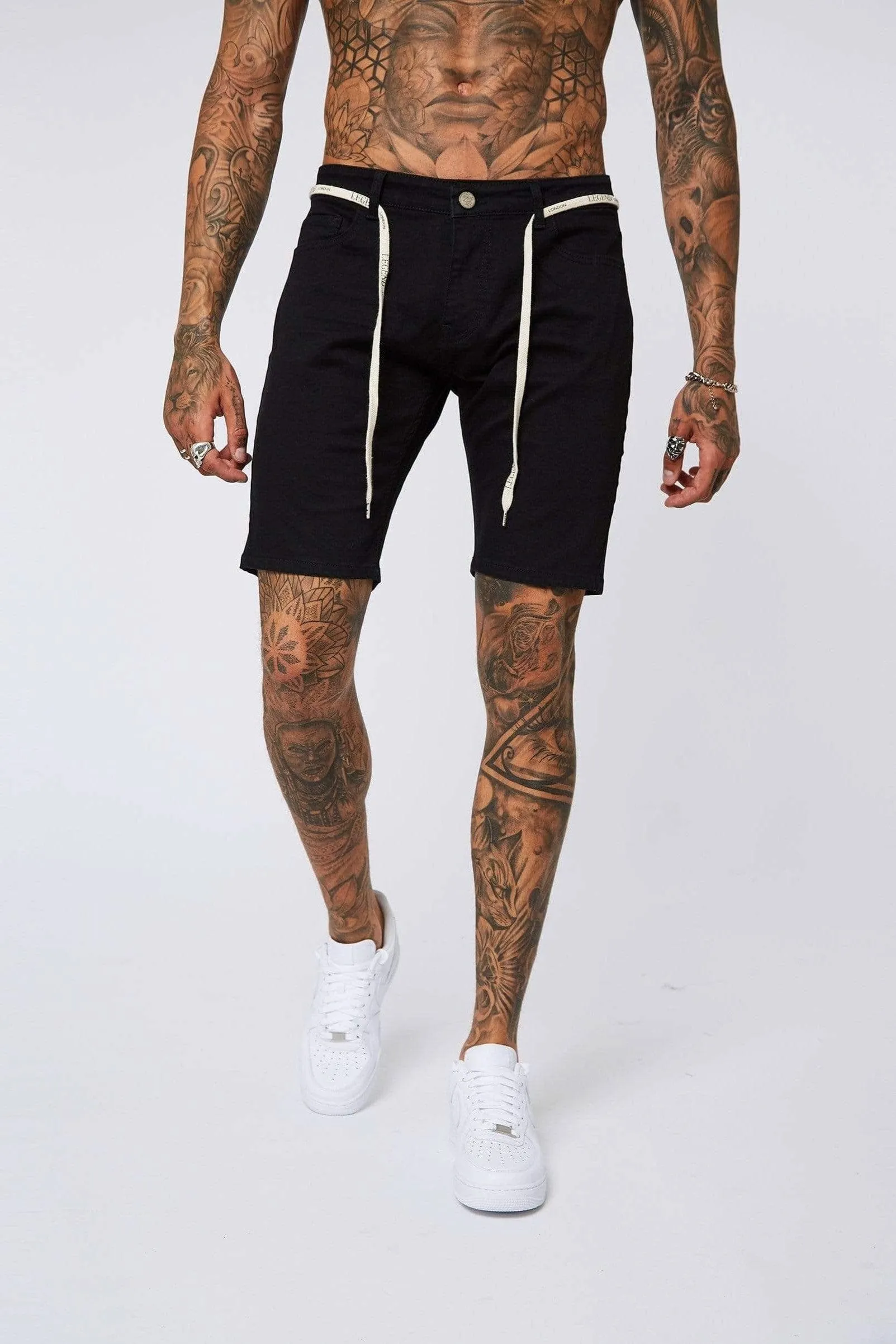 Black Denim Shorts - Non-Ripped
