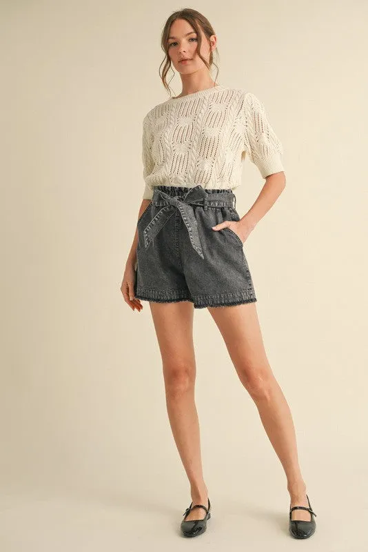 Black Denim Shorts