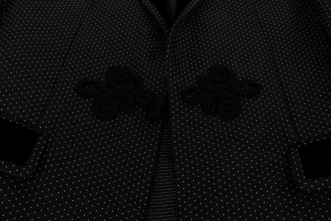 Black Jacquard Slim Fit Blazer Jacket