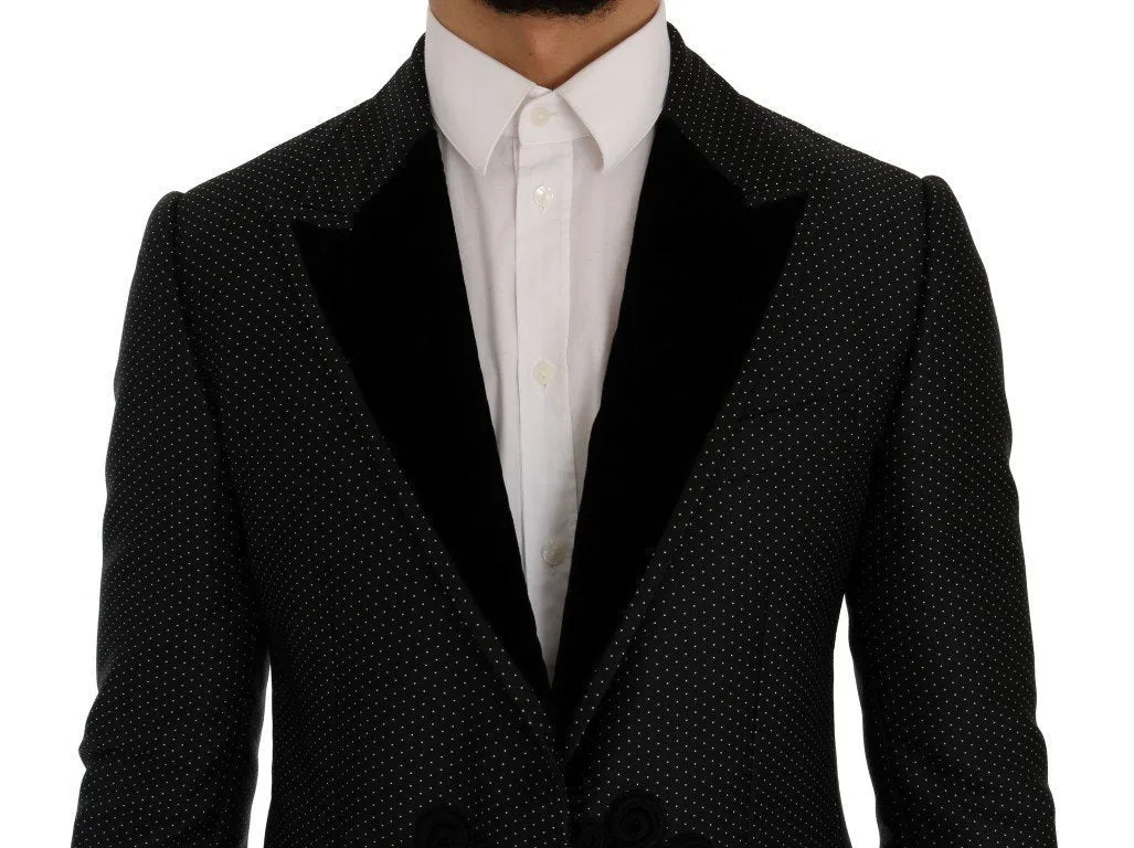 Black Jacquard Slim Fit Blazer Jacket