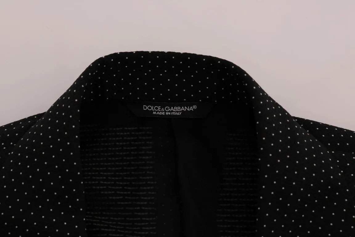 Black Jacquard Slim Fit Blazer Jacket