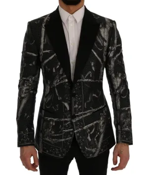 Black Monkey Silk Slim Fit Blazer Jacket