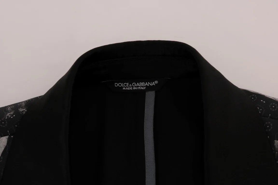 Black Monkey Silk Slim Fit Blazer Jacket