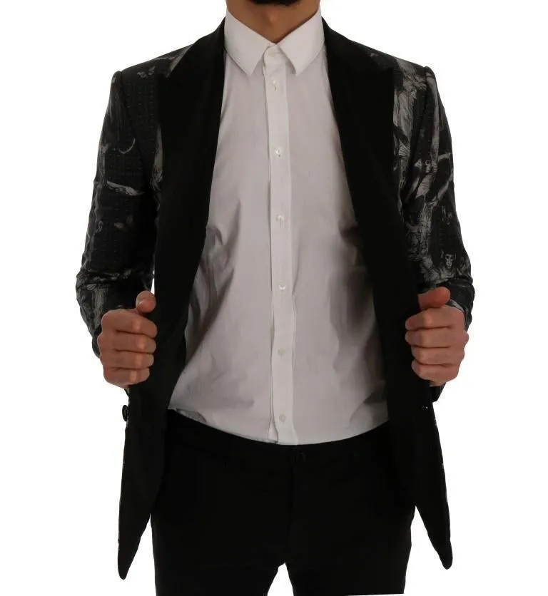 Black Monkey Silk Slim Fit Blazer Jacket
