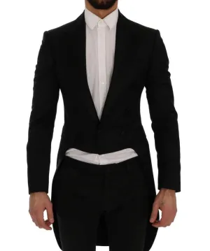 Black Wool Silk Blazer Tailcoat