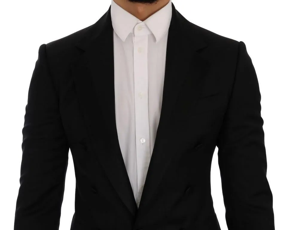 Black Wool Silk Blazer Tailcoat