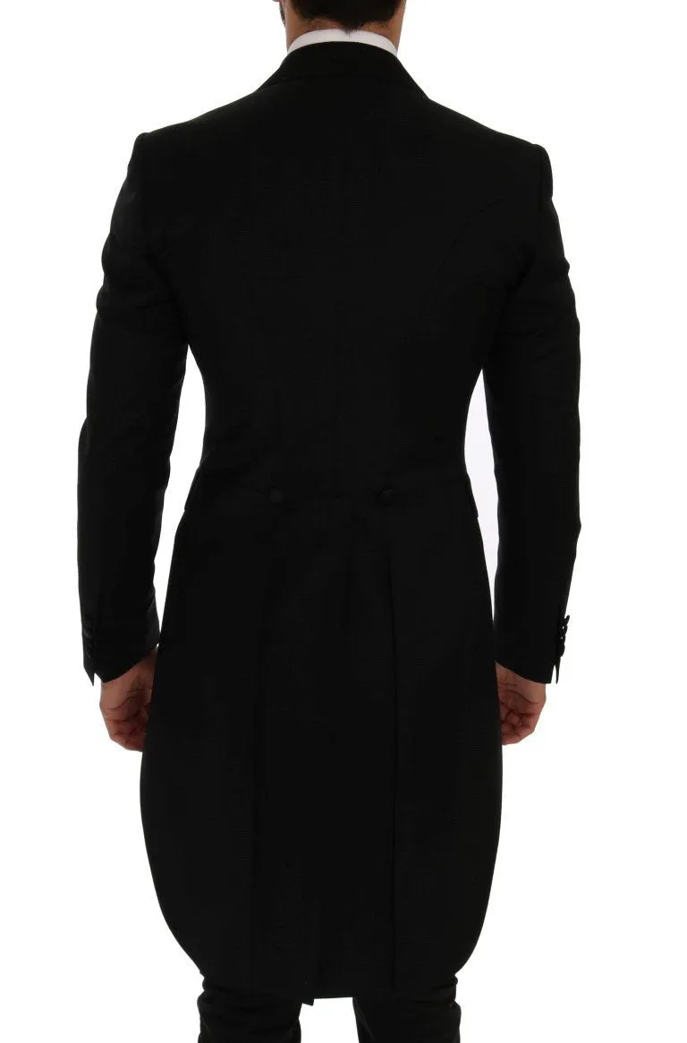 Black Wool Silk Blazer Tailcoat