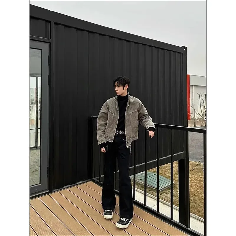 Bonsir Autumn Washed Short Denim Coat Men's High-Grade Denim Jacket Workwear Jacket