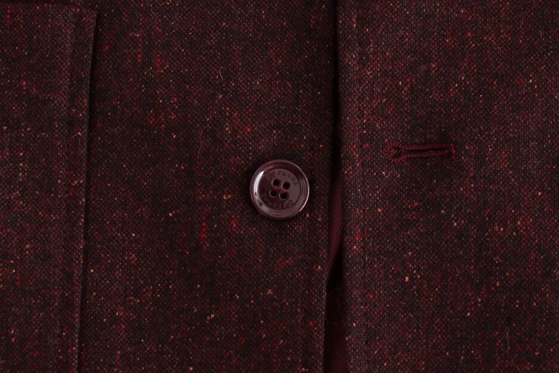 Bordeaux Wool Blend Two Button Blazer