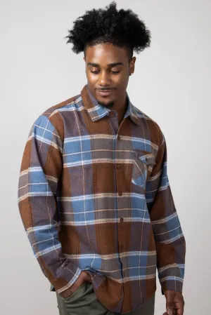 Brawny Flannel for Men in Blue/Brown | EZ71550BF-BROWN/BLUE