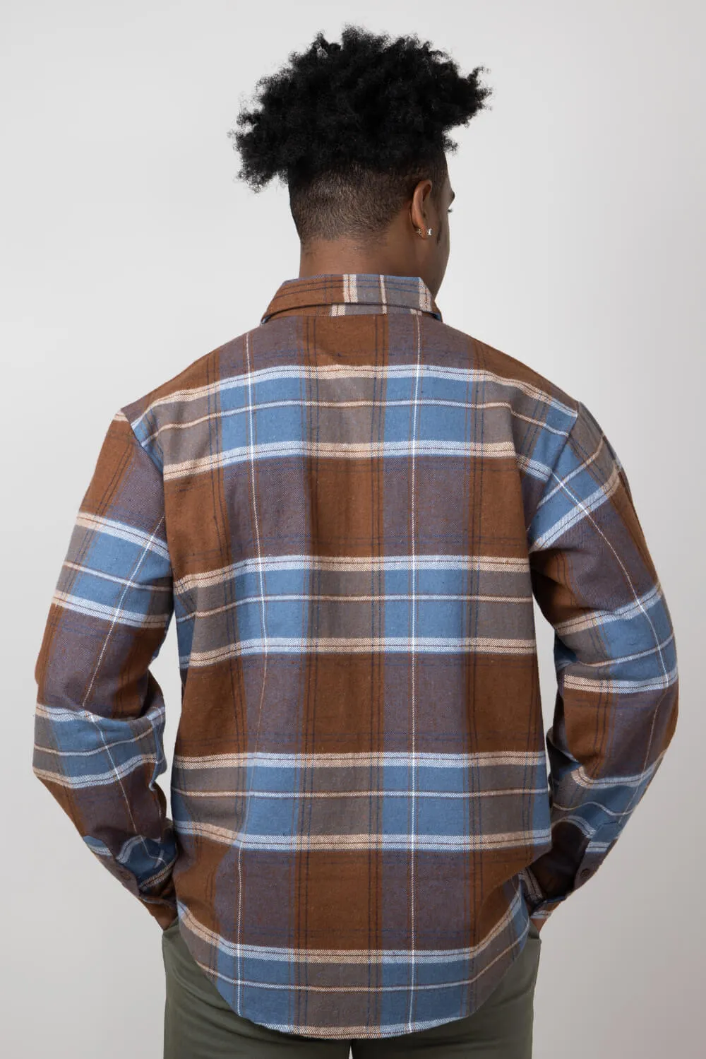 Brawny Flannel for Men in Blue/Brown | EZ71550BF-BROWN/BLUE