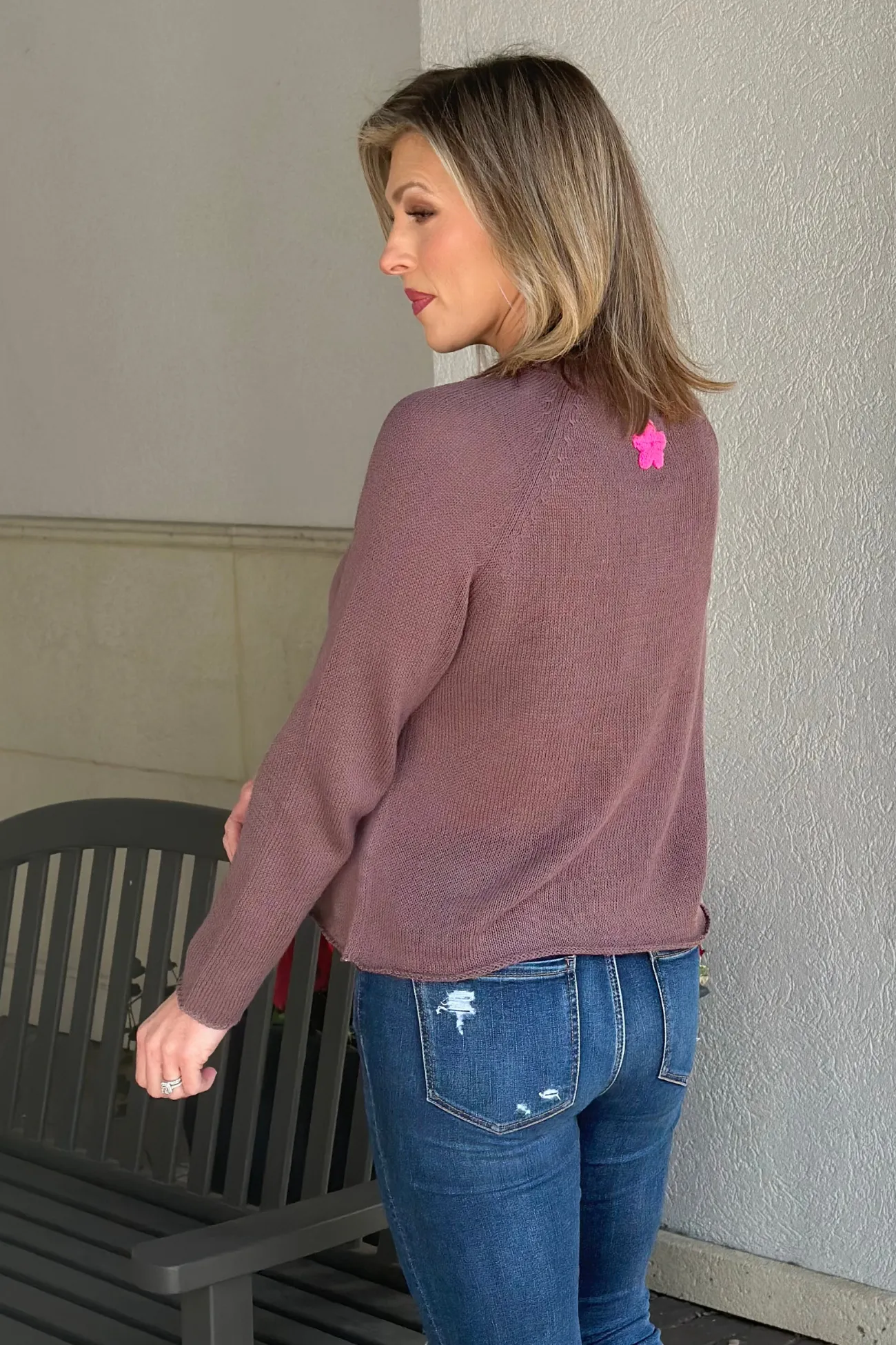 Breezy Palm Mocha Knit Sweater