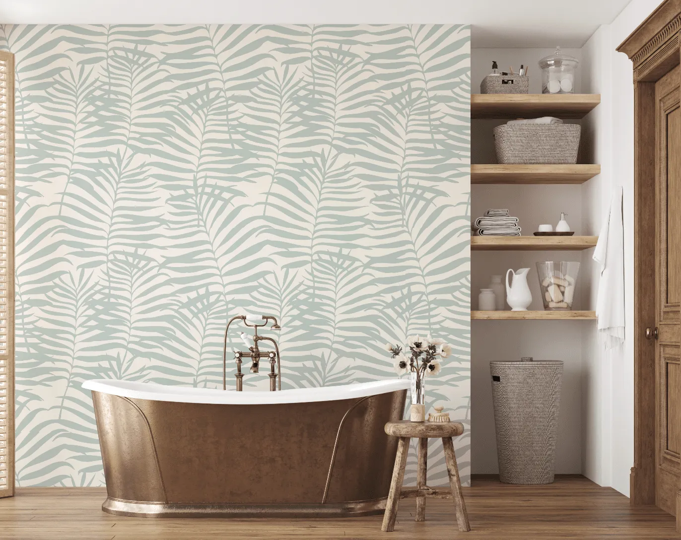 BREEZY PALMS IN CERULEAN
