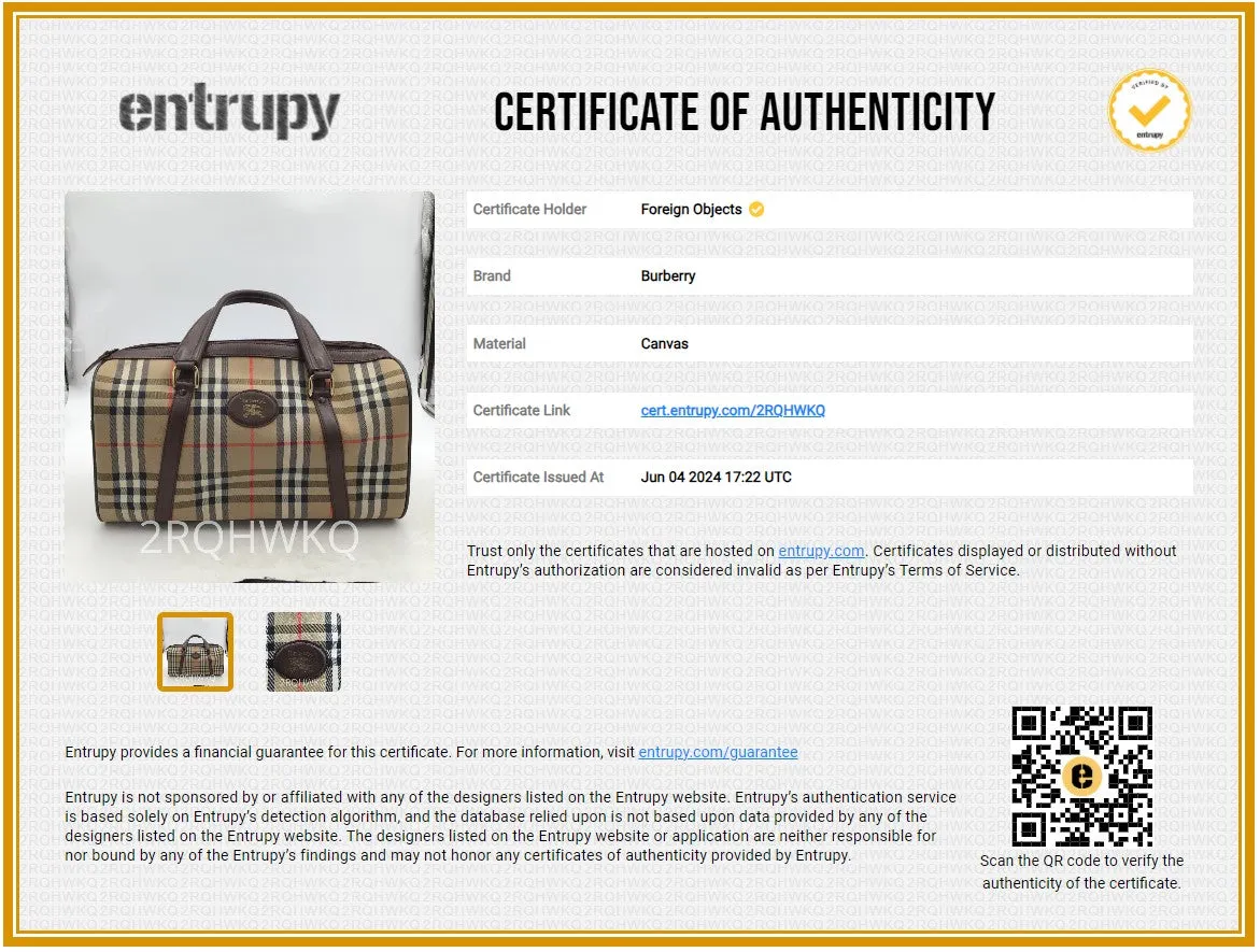 Burberry Haymarket Check Canvas Boston Travel Bag