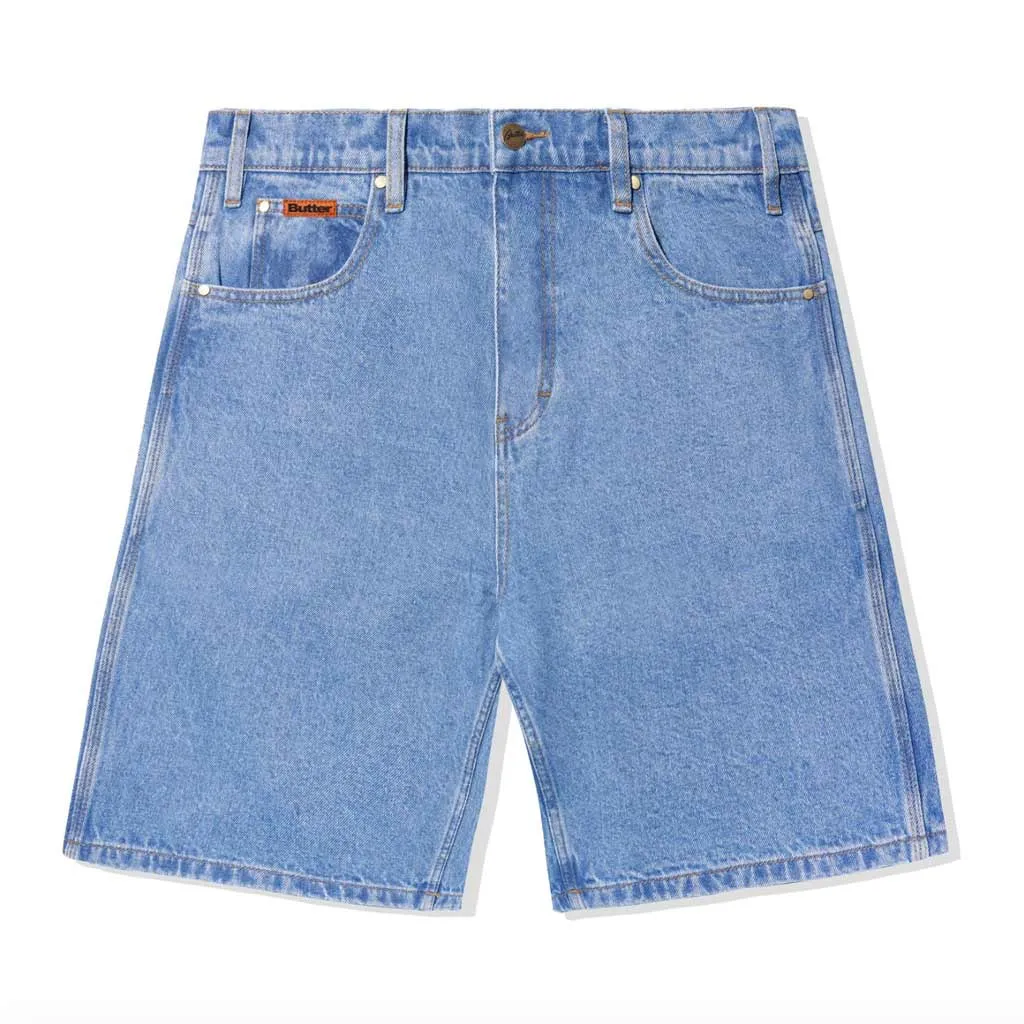 BUTTER GOODS BAGGY DENIM SHORTS - WASHED INDIGO