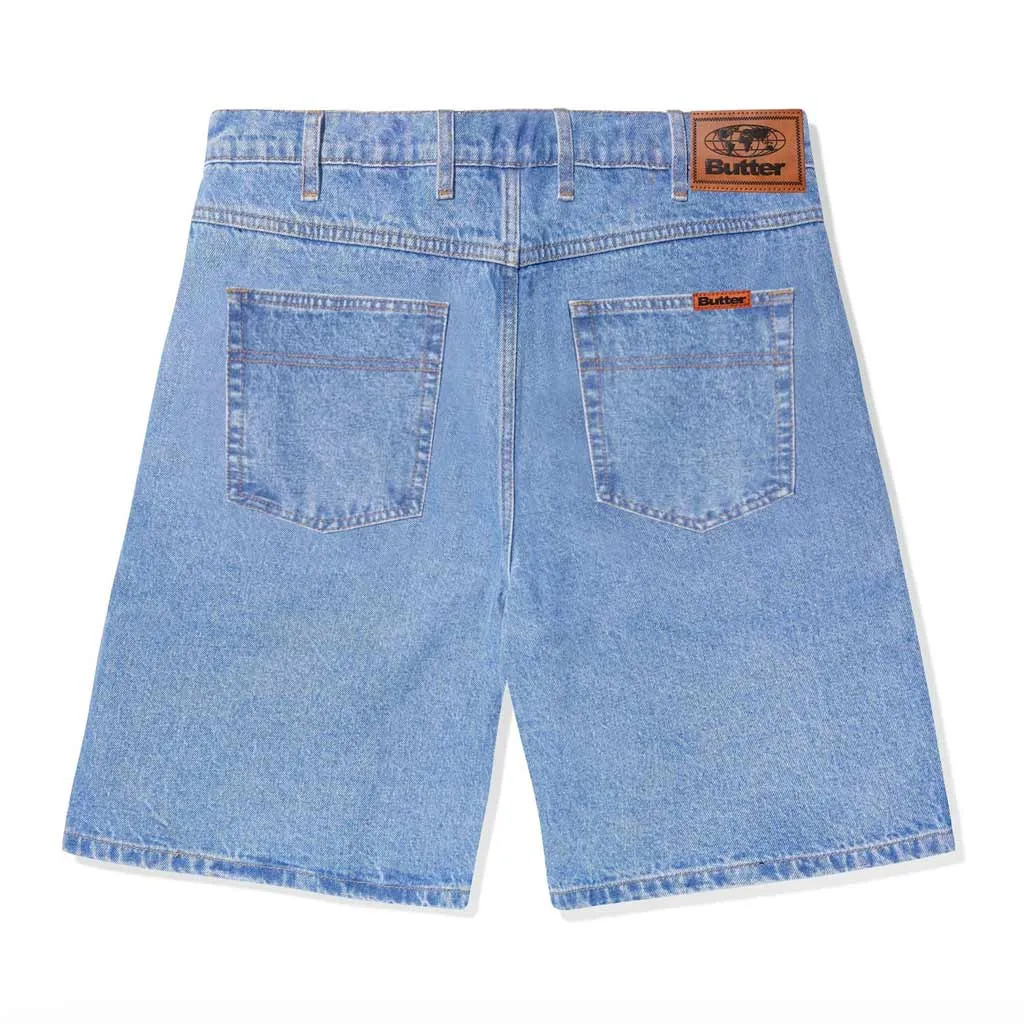 BUTTER GOODS BAGGY DENIM SHORTS - WASHED INDIGO